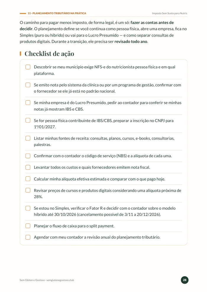 Checklist de ação