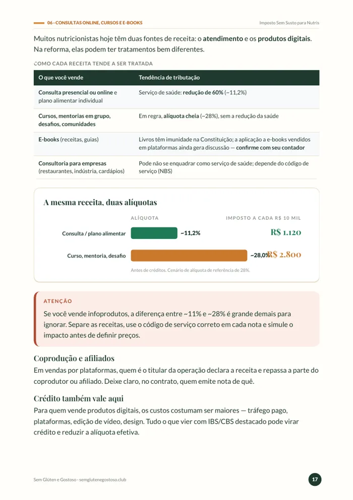 Página sobre cursos e e-books