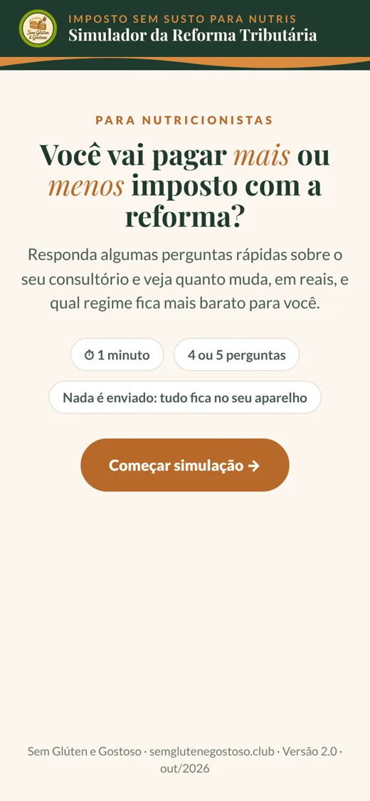 Tela inicial do simulador